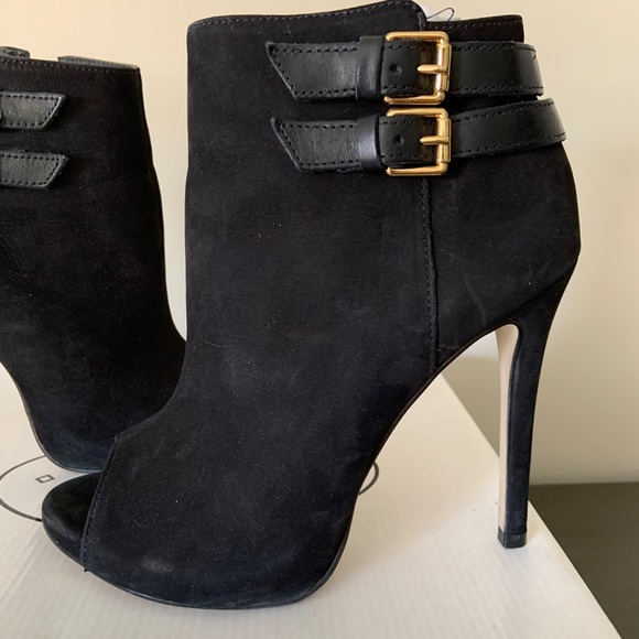 Steve Madden open toe black suede booties - Picture 5 of 11